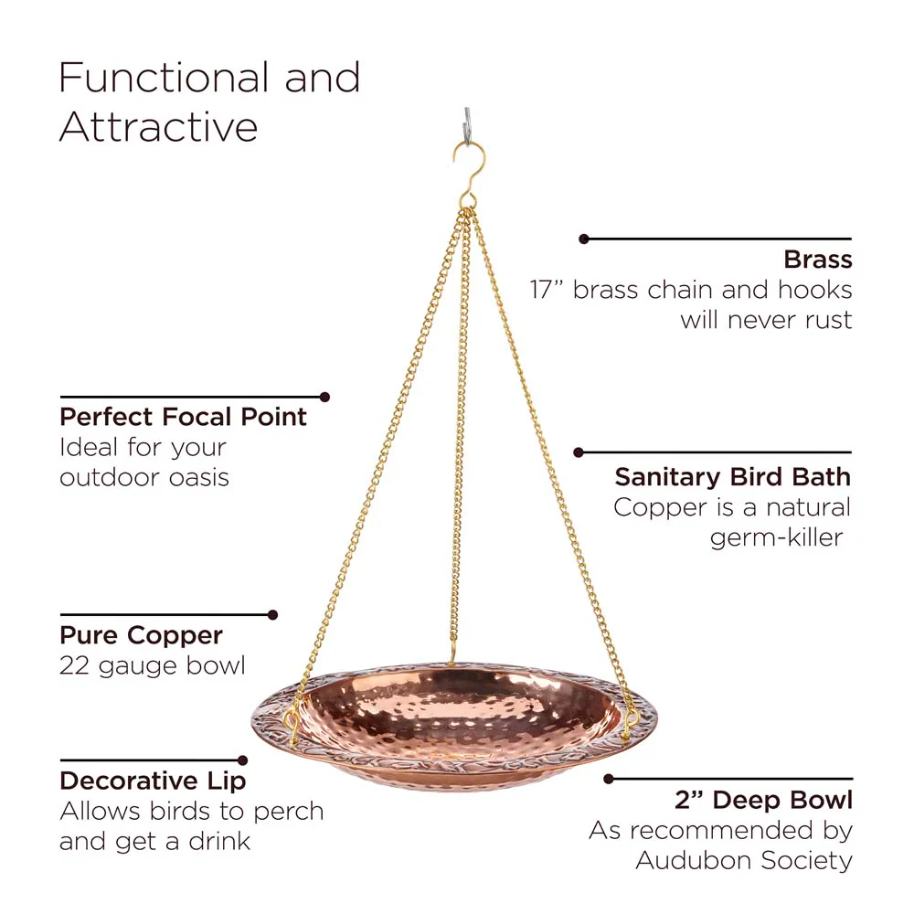 Hanging Pure Copper Bird Bath - Image 4