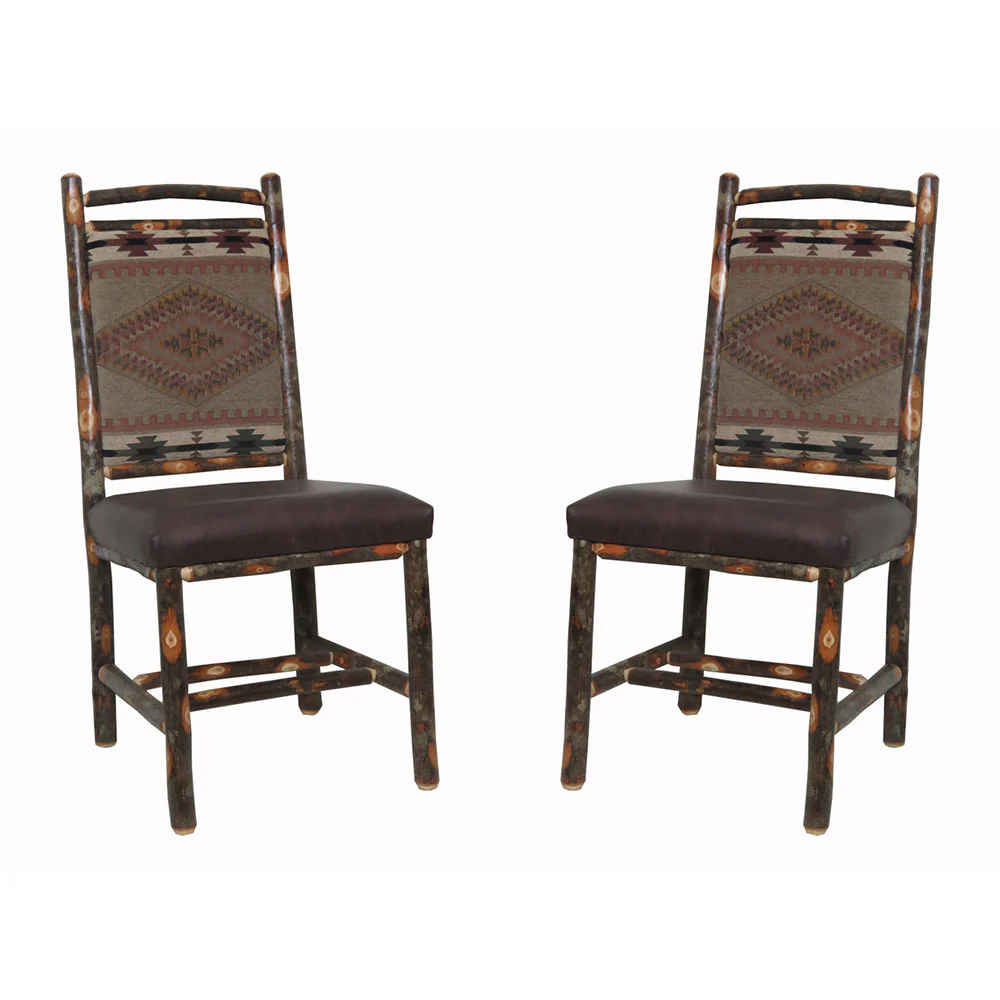 Hickory Dining Chairs with Upholstered Back & Seat
