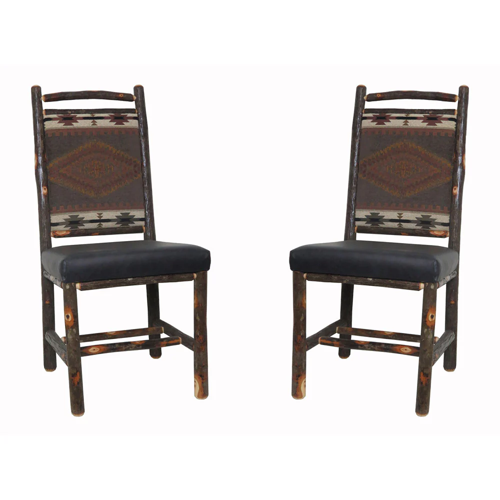 Hickory Dining Chairs with Upholstered Back & Leather Seat - Image 6