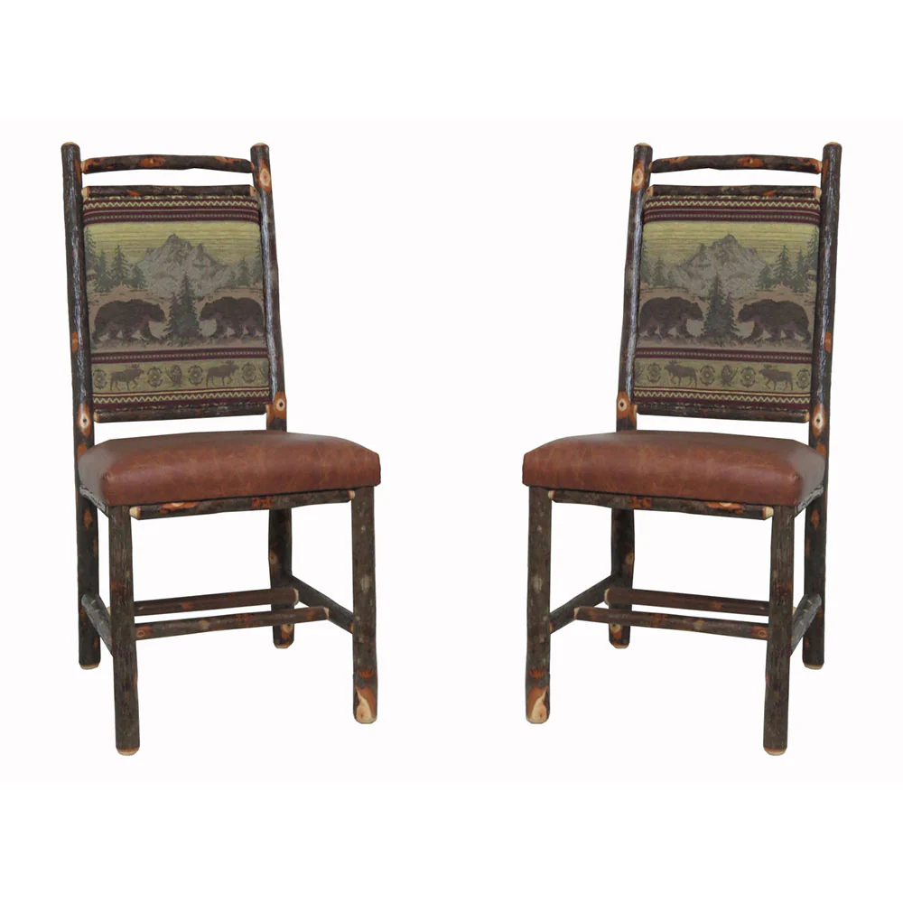 Hickory Dining Chairs with Upholstered Back & Leather Seat - Image 9