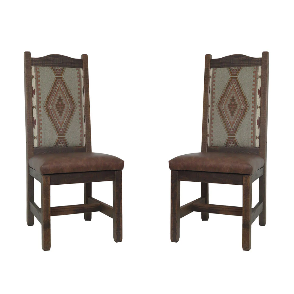 High Back Rustic Barnwood Dining Chairs Upholstered Back & Seat
