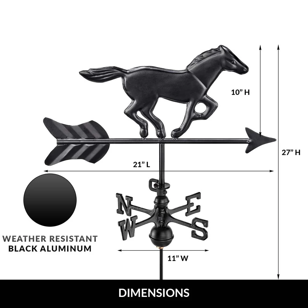 Horse Cottage Weathervane with Roof Mount - Image 4