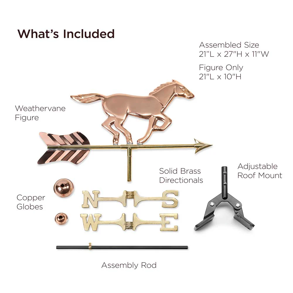 Horse Cottage Weathervane with Roof Mount - Image 9