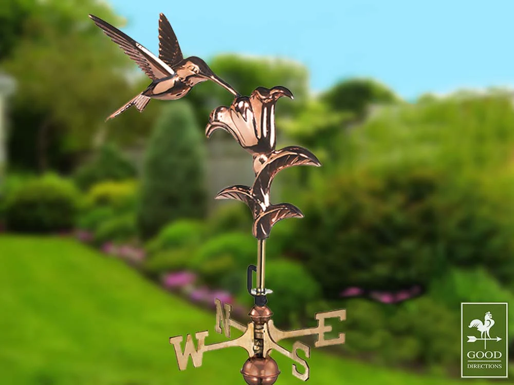 Hummingbird Cottage Weathervane - Pure Copper w/Roof Mount - Image 4