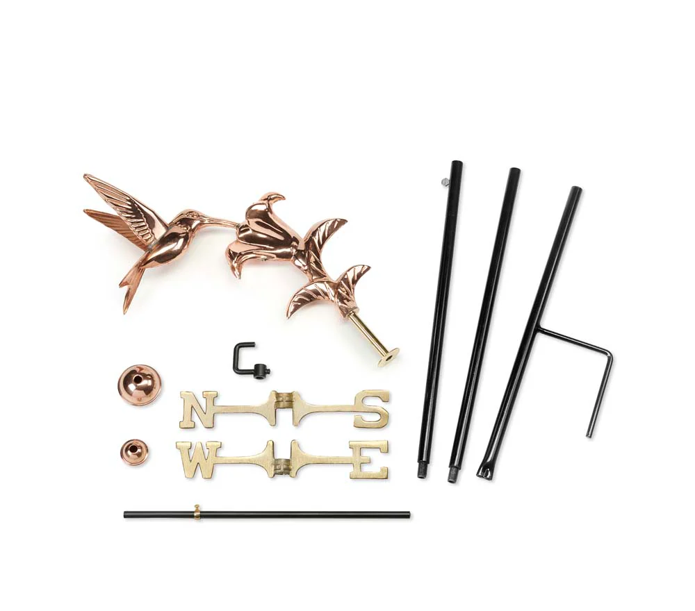 Hummingbird Garden Weathervane - Pure Copper w/Garden Pole - Image 2