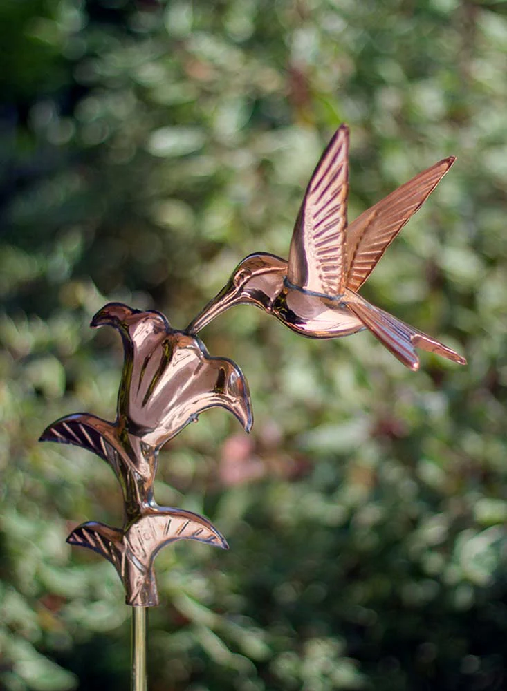 Hummingbird Garden Weathervane - Pure Copper w/Garden Pole - Image 3