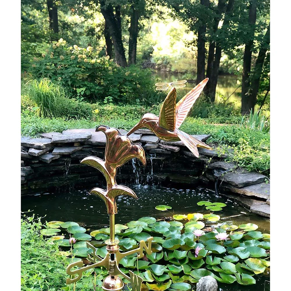 Hummingbird Garden Weathervane - Pure Copper w/Garden Pole - Image 4