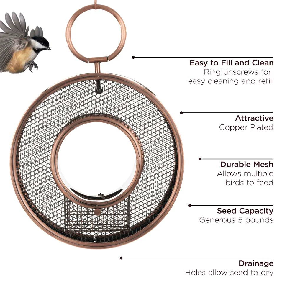 Just in Time Fly-Thru Copper Bird Feeder, Mesh Panels - Image 3