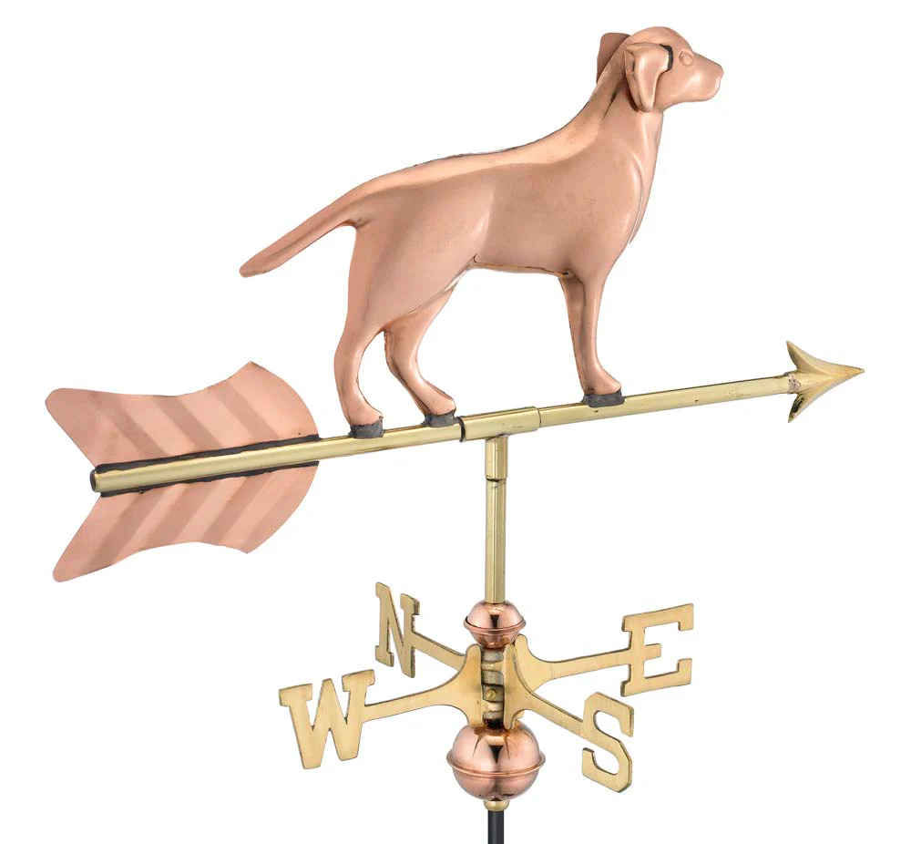 Labrador Retriever Cottage Weathervane - Pure Copper w/Roof Mount - Image 2