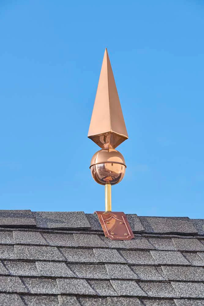 Lancelot Pure Copper Finial with Decorative Copper Roof Mount - Image 3