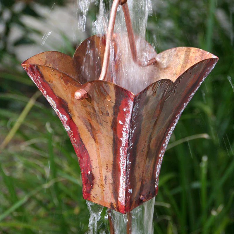 Large Square Cups Copper Rain Chain