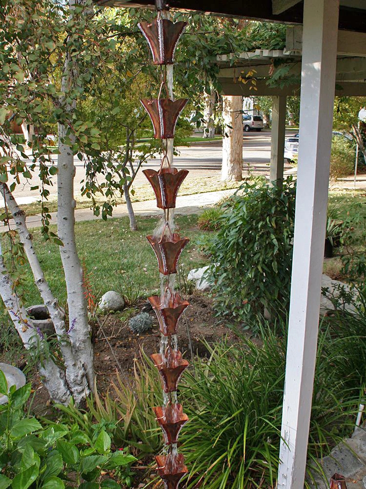 Large Square Cups Copper Rain Chain - Image 3