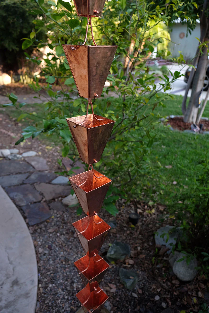 Large Tapered Square Cups Rain Chain - Image 3
