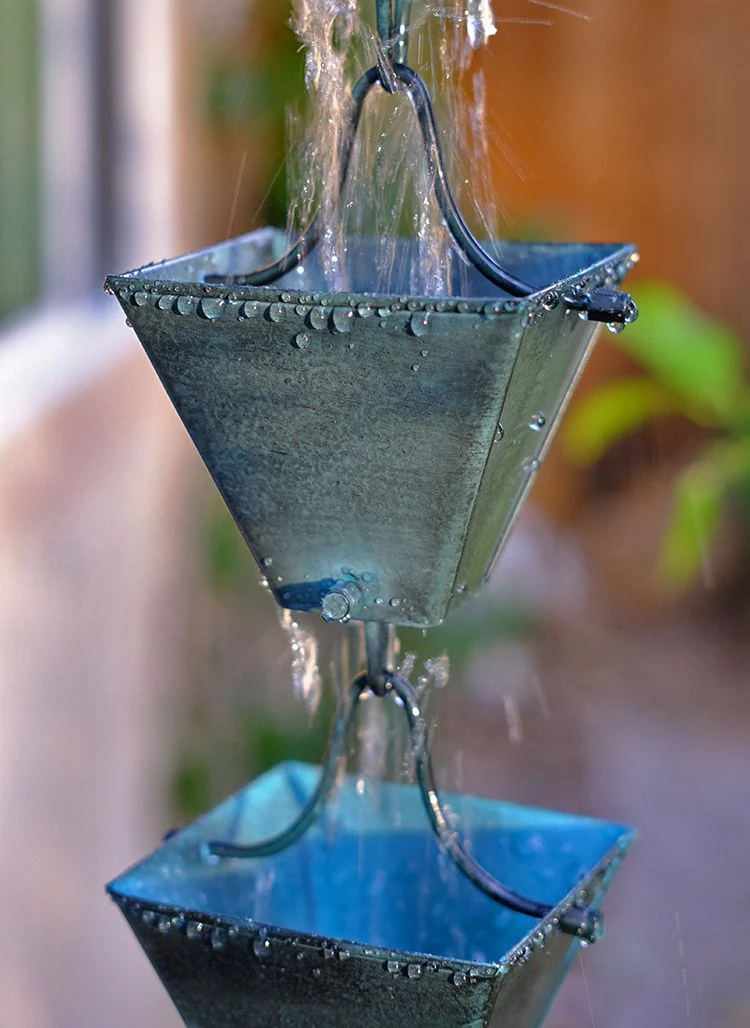 Medium Square Cups Rain Chain - Image 10