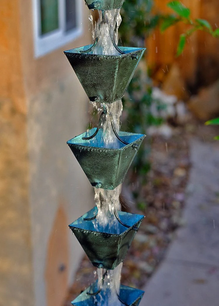 Medium Square Cups Rain Chain - Image 11