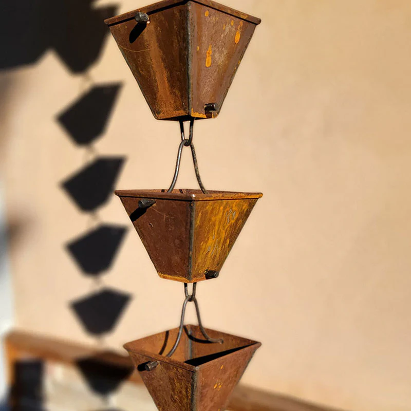Medium Square Cups Rain Chain - Image 14