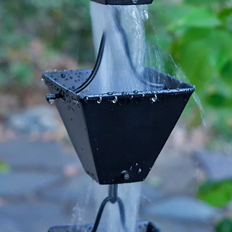 Medium Square Cups Rain Chain - Image 3
