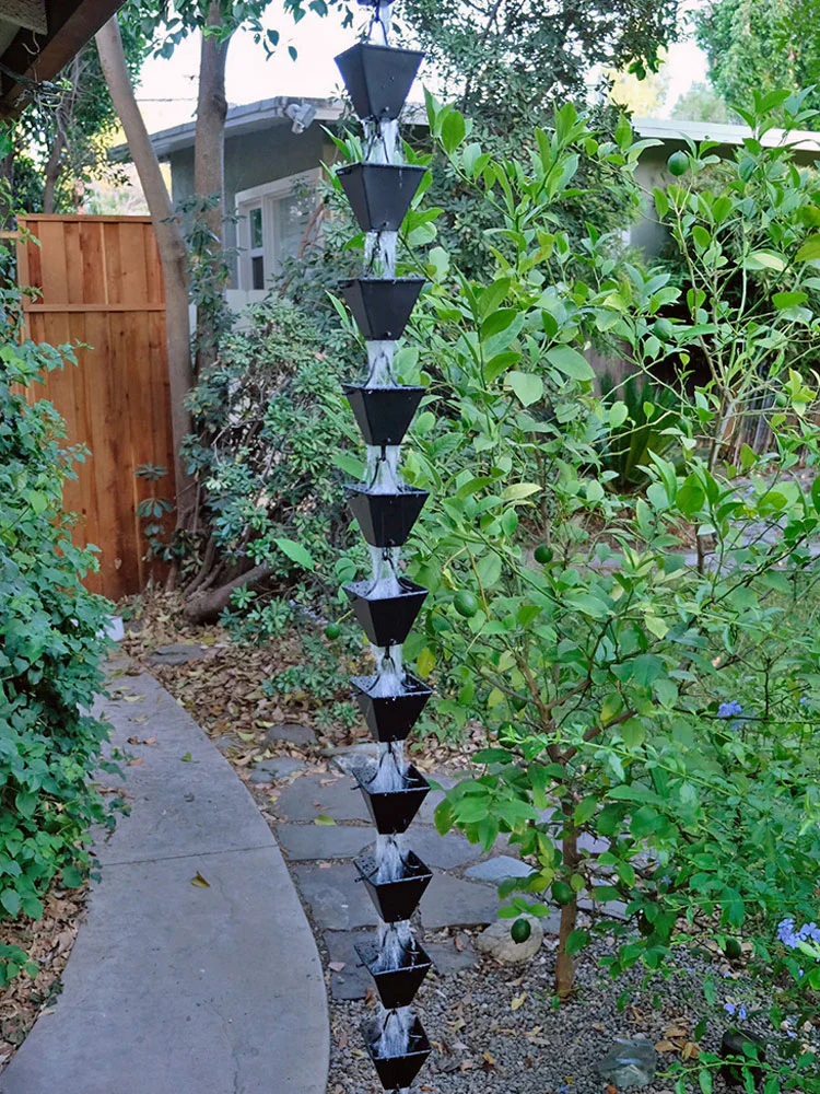 Medium Square Cups Rain Chain - Image 4