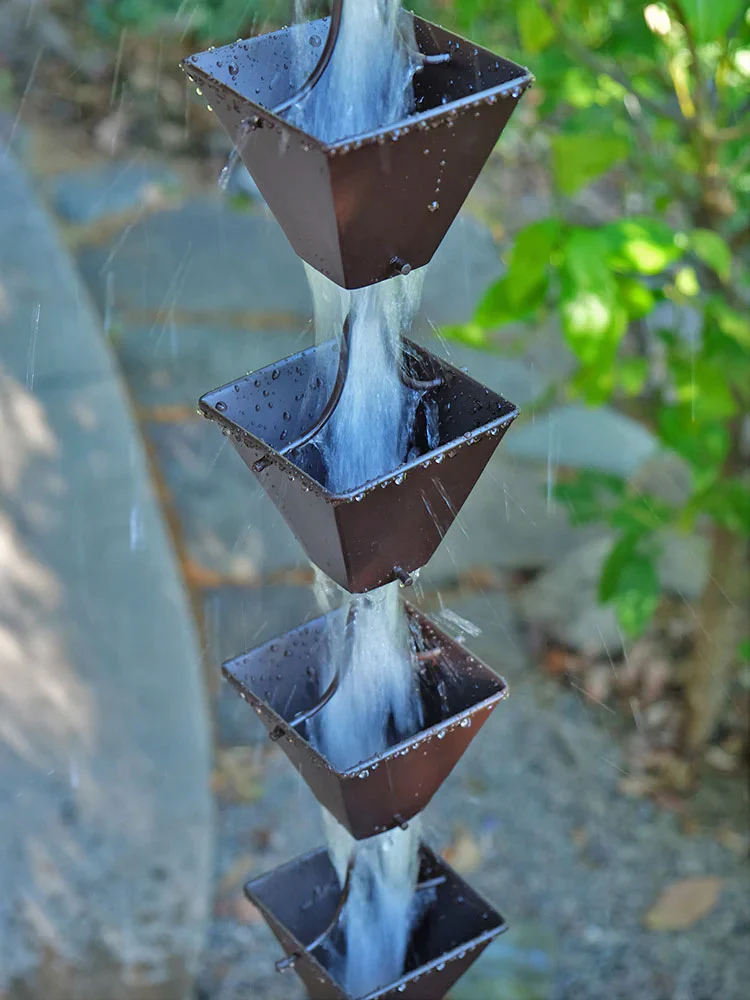 Medium Square Cups Rain Chain - Image 6