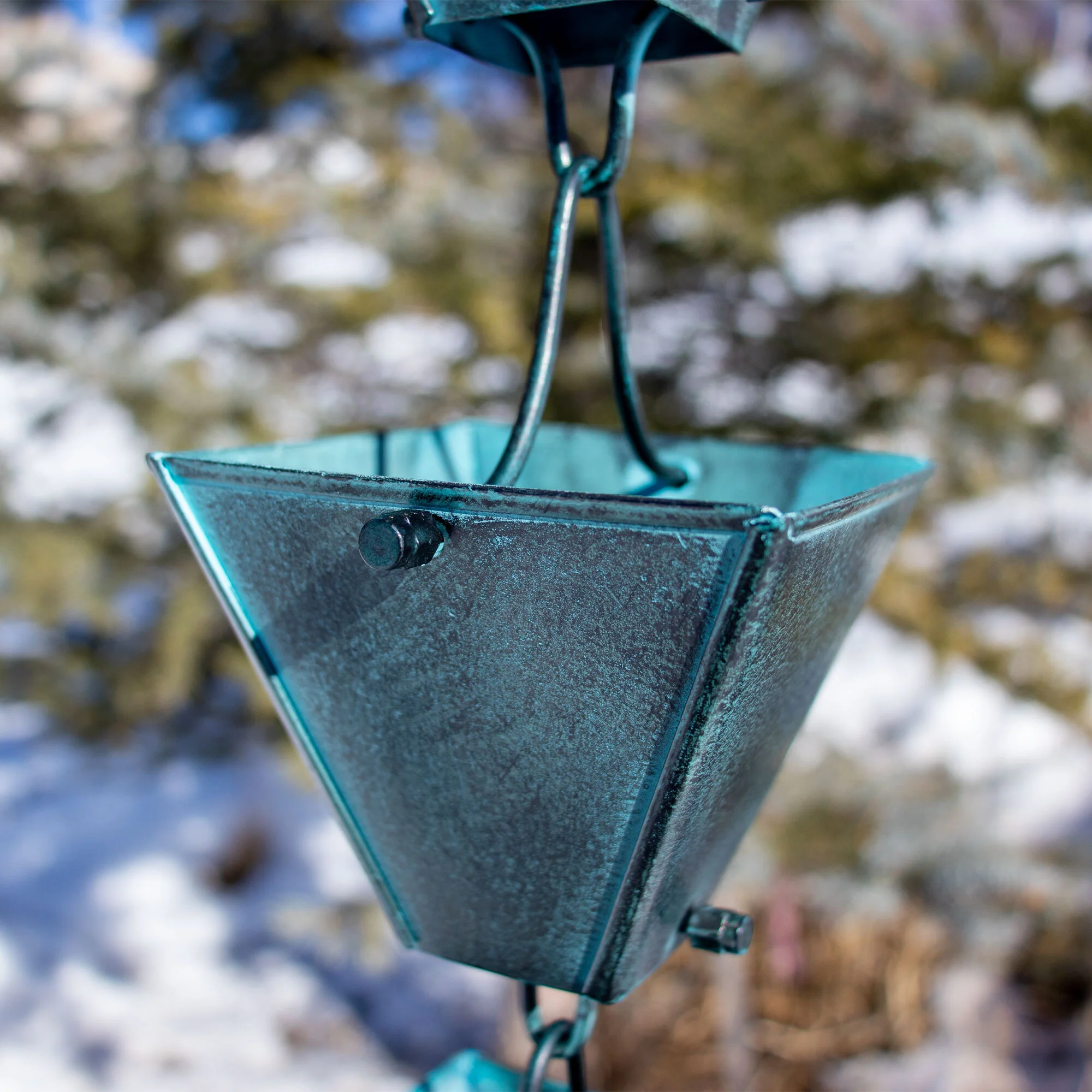 Medium Square Cups Rain Chain - Image 9