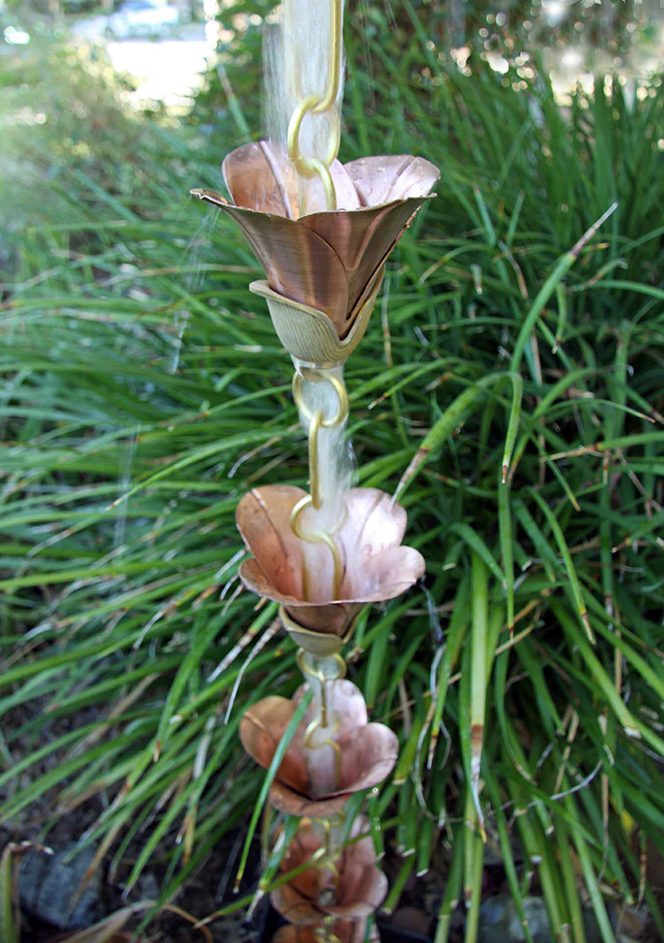 Mixed Petals Kanji Cups Rain Chain - Image 2