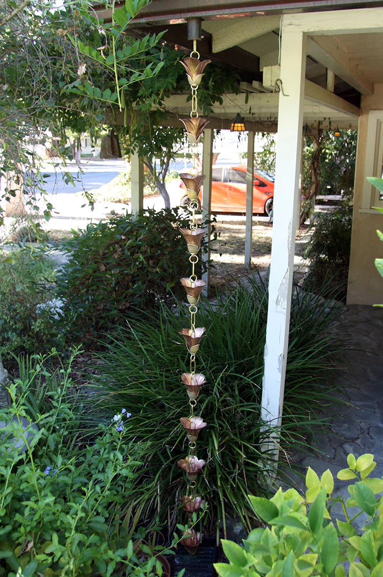Mixed Petals Kanji Cups Rain Chain - Image 4