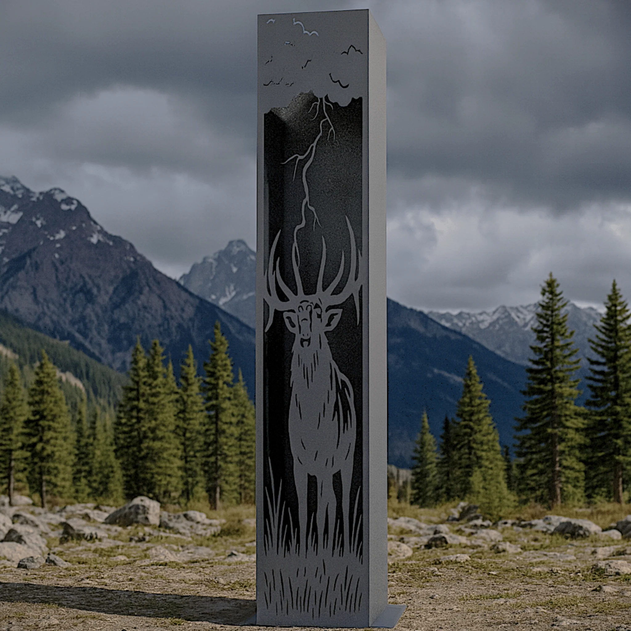 Monarch of the Storm Solar Pillar - Bull Elk - Steel - Image 4