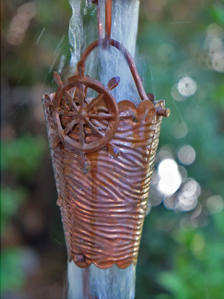 Nautical Cups Copper Rain Chain - Image 3