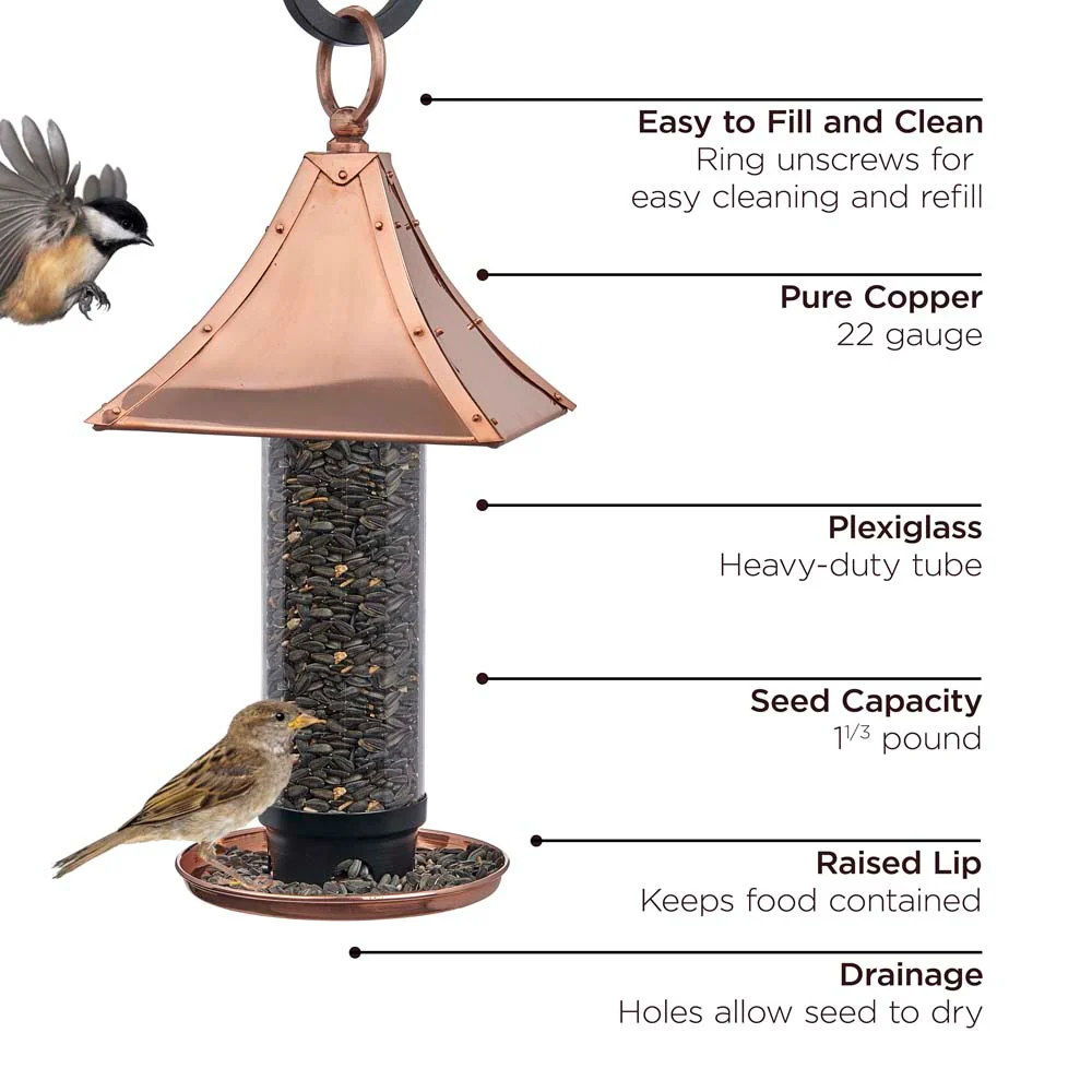 Pagoda Style Pure Copper Bird Feeder - Image 4