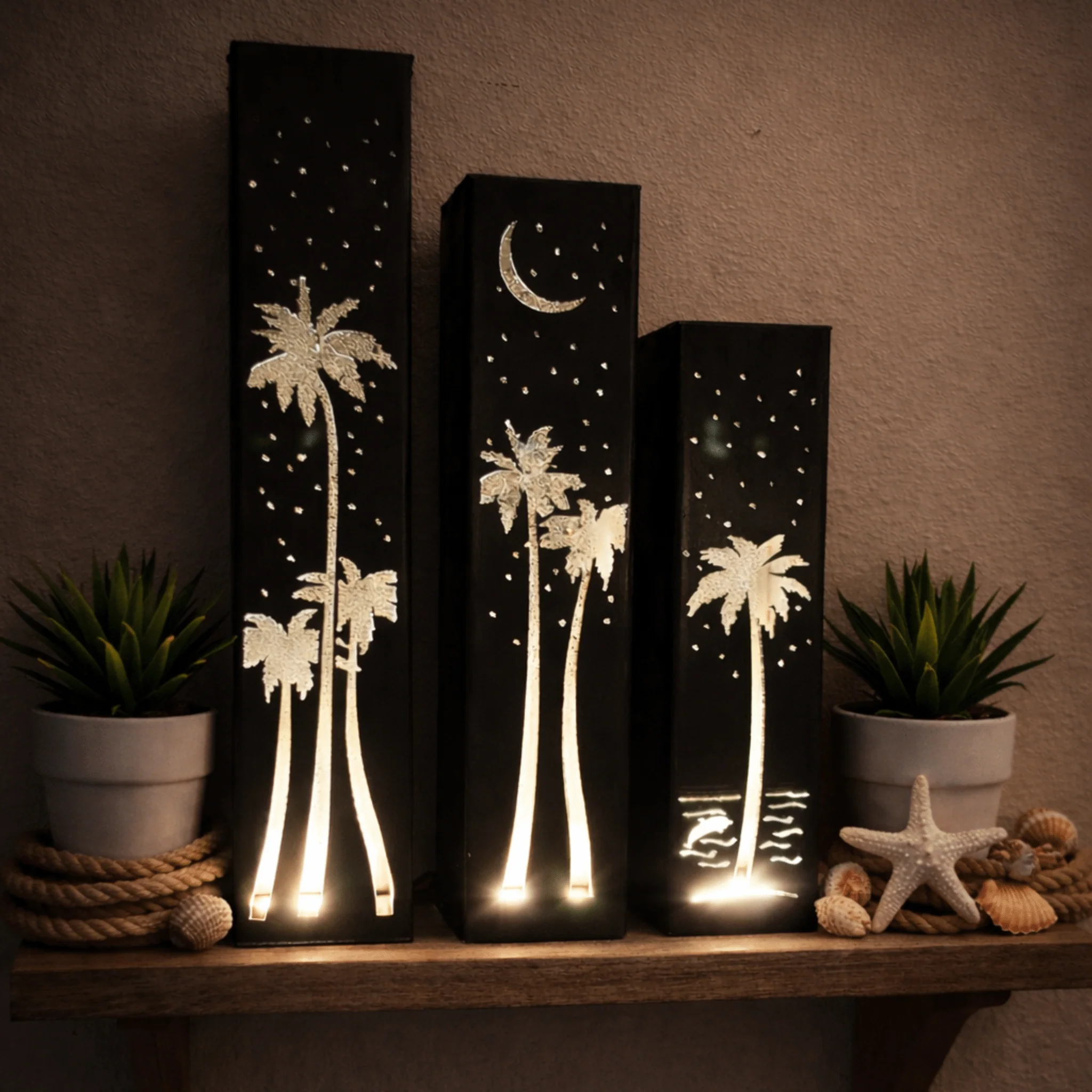 Palm Trees Under the Stars Indoor Luminary | Multiple Sizes