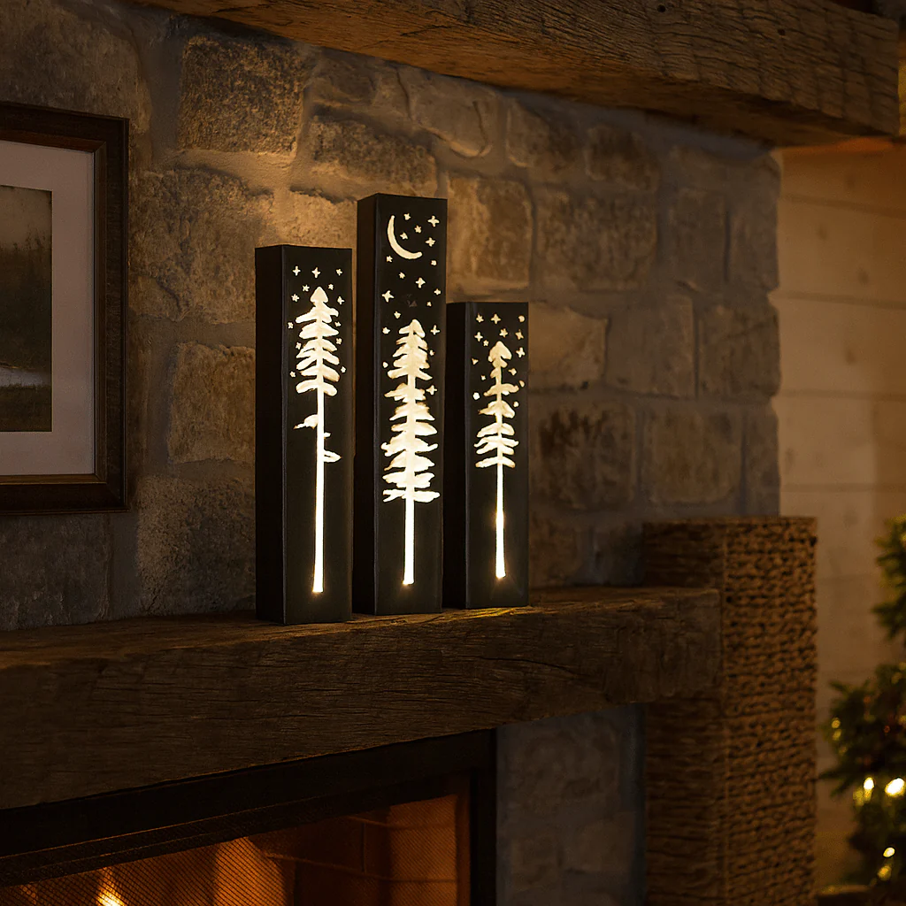 Pine Tree Night Sky Indoor Luminary | Multiple Sizes - Image 2