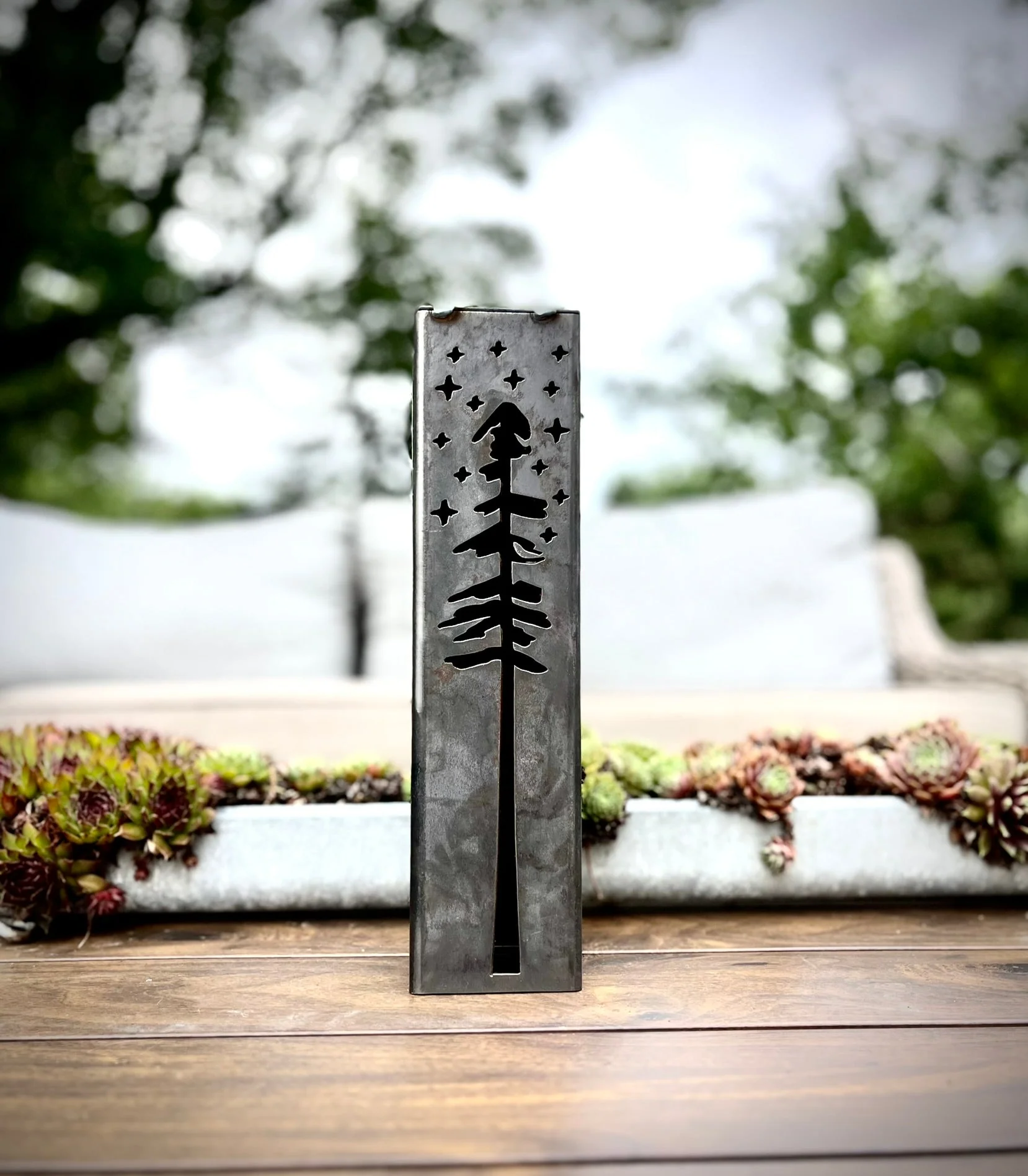 Pine Tree Night Sky Luminary Pillars w/ Solar Cap - Image 11