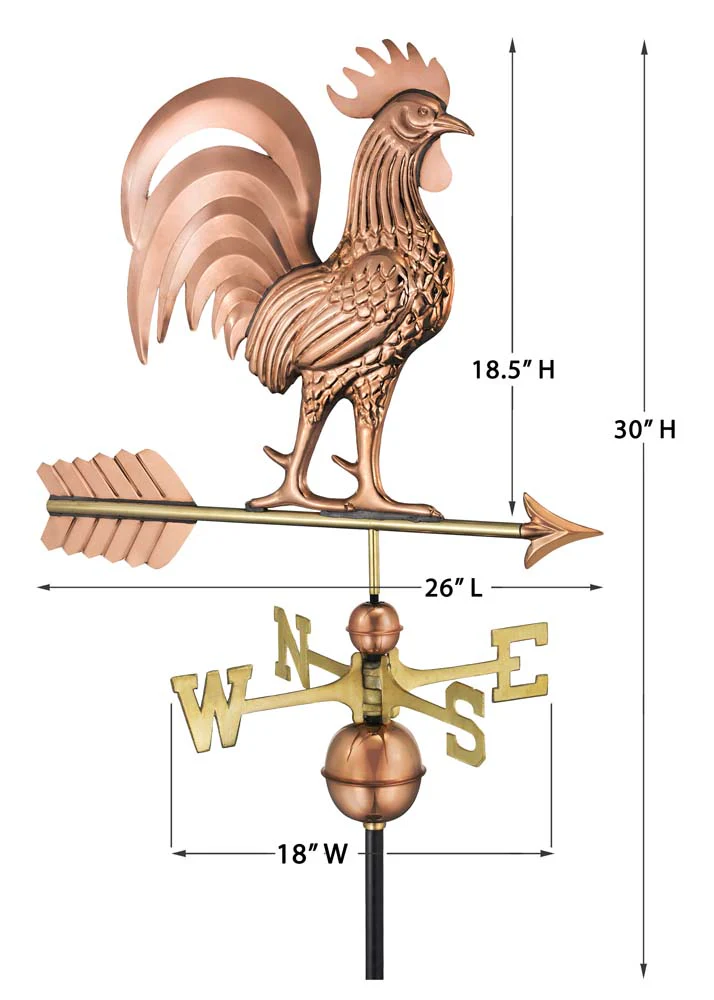 Proud Rooster Weathervane - Pure Copper - Image 2