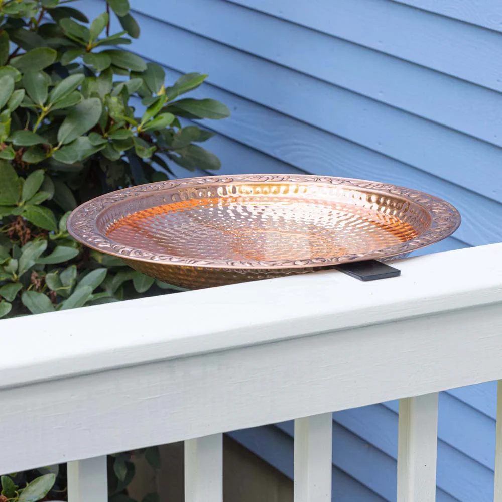 Pure Copper Bird Bath with Deck Bracket - Image 10