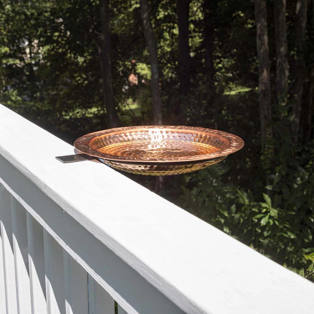 Pure Copper Bird Bath with Deck Bracket - Image 2