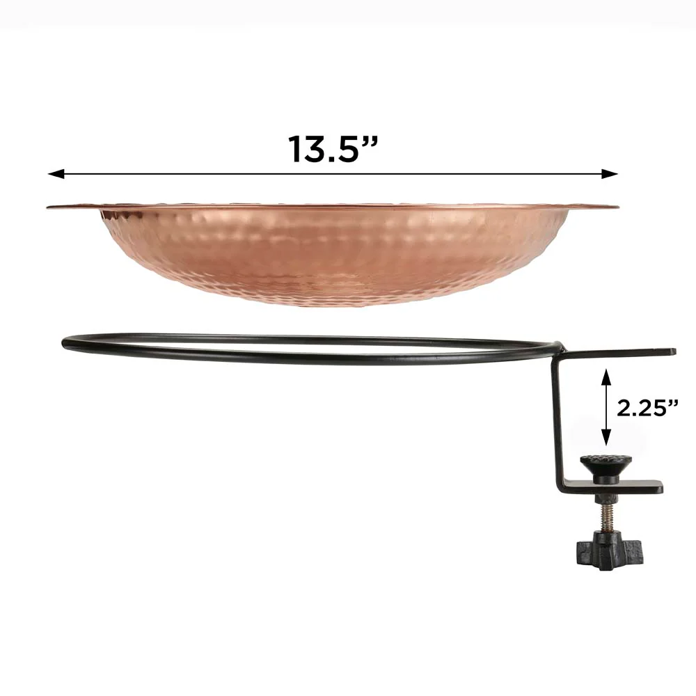 Pure Copper Bird Bath with Deck Bracket - Image 5