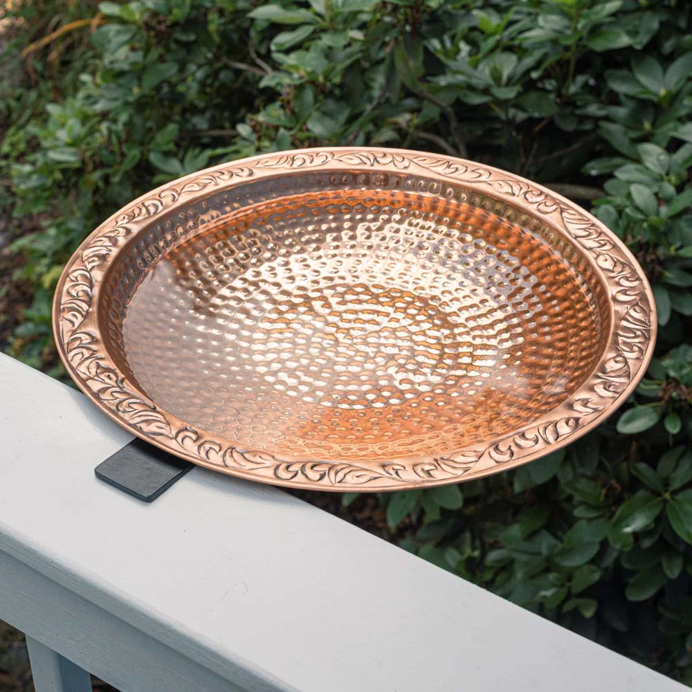 Pure Copper Bird Bath with Deck Bracket - Image 9