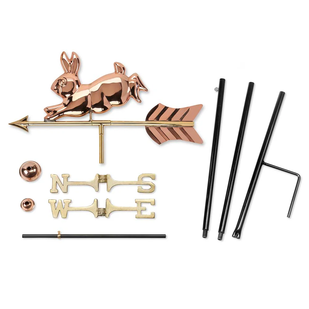 Rabbit Garden Weathervane - Pure Copper w/ Garden Pole - Image 2