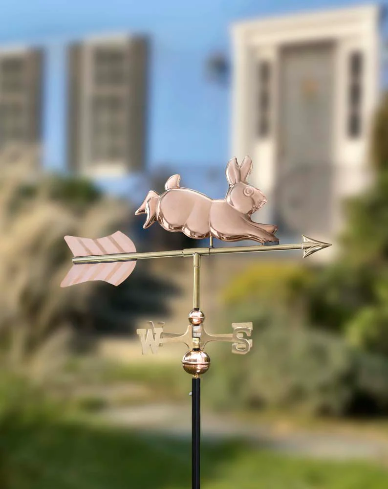 Rabbit Garden Weathervane - Pure Copper w/ Garden Pole - Image 4