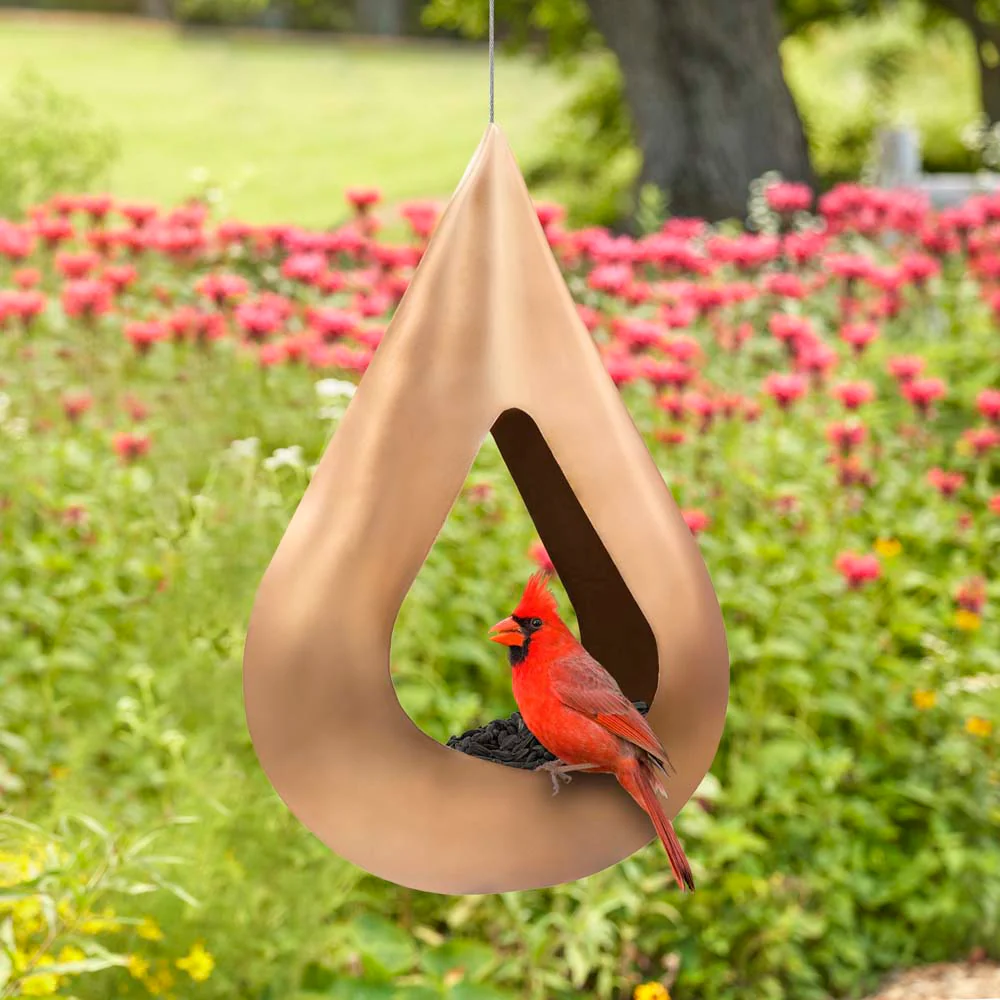 Rain Drop Fly-Thru Copper Bird Feeder - Image 10