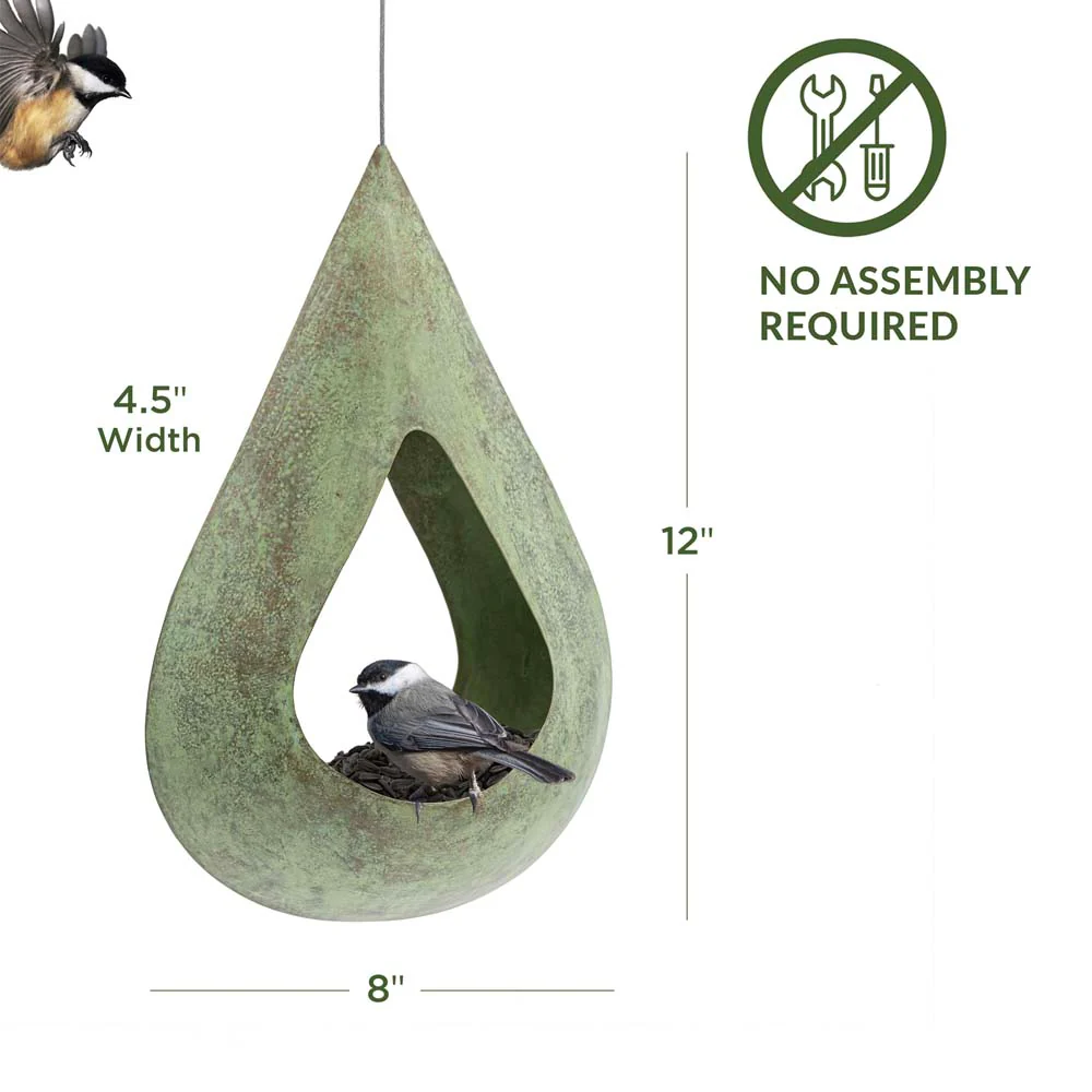 Rain Drop Fly-Thru Copper Bird Feeder - Image 3