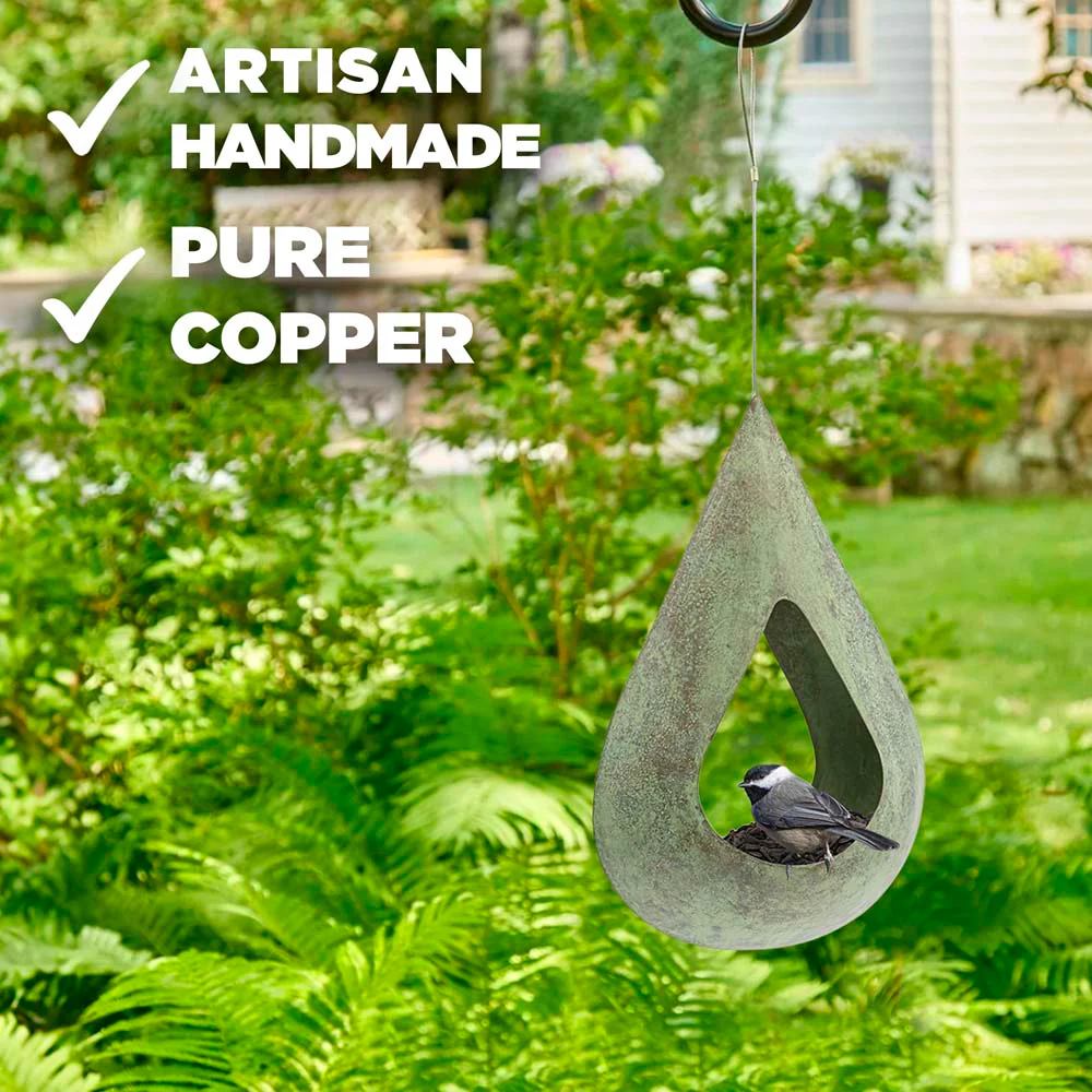 Rain Drop Fly-Thru Copper Bird Feeder - Image 4