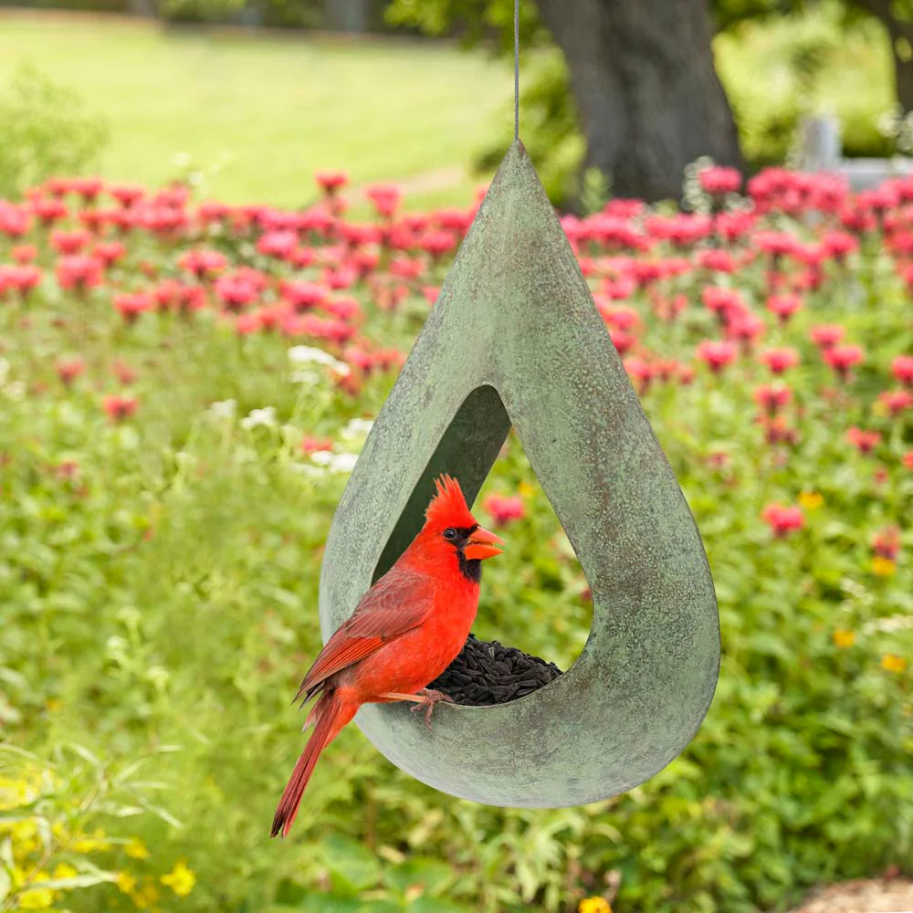 Rain Drop Fly-Thru Copper Bird Feeder - Image 6
