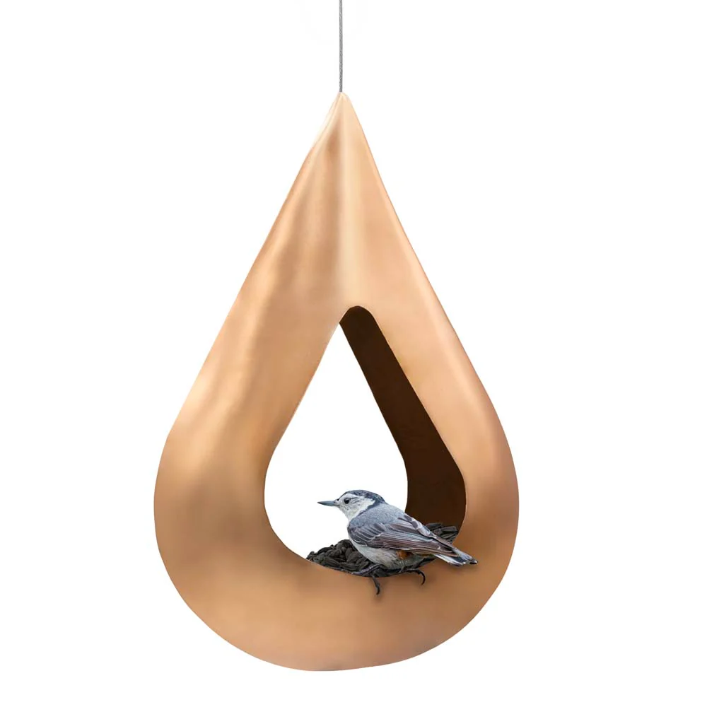 Rain Drop Fly-Thru Copper Bird Feeder - Image 7