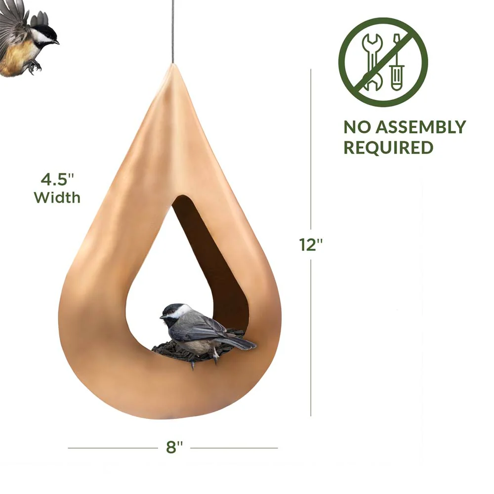Rain Drop Fly-Thru Copper Bird Feeder - Image 8
