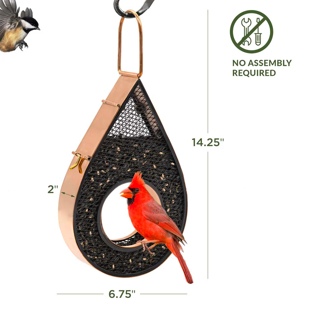 Rain Drop Fly-Thru Copper Bird Feeder Mesh Panels - Image 2