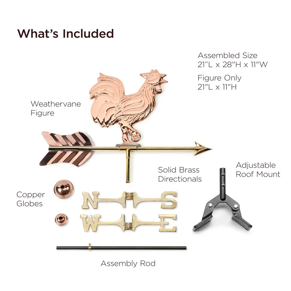 Rooster Cottage Weathervane with Roof Mount - Image 10