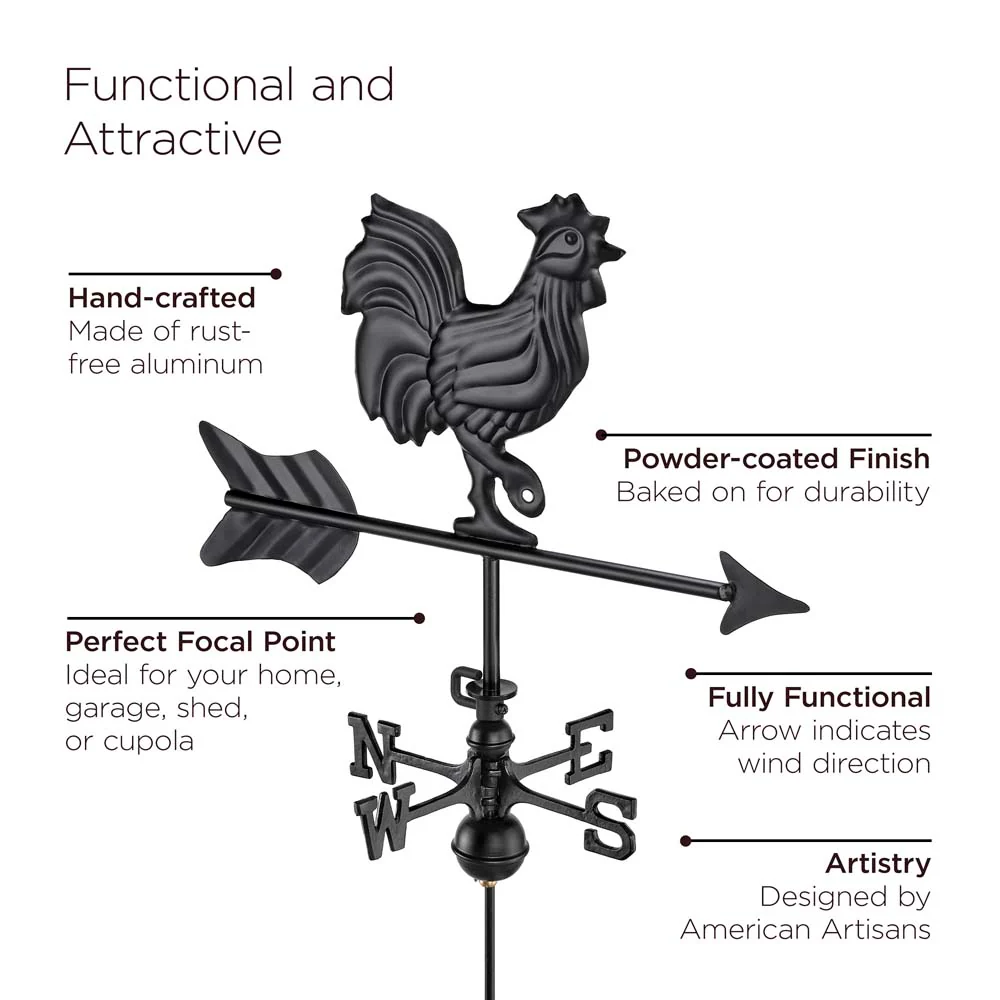 Rooster Cottage Weathervane with Roof Mount - Image 2