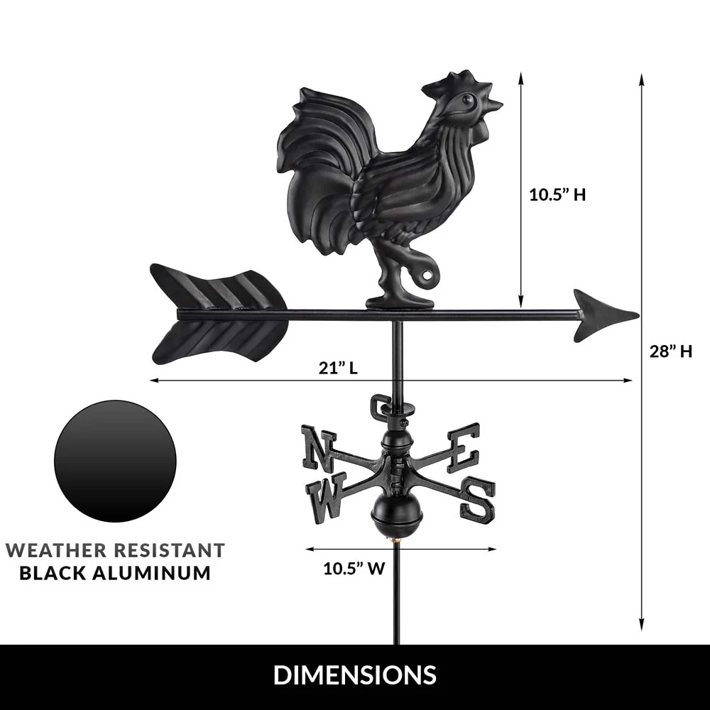Rooster Cottage Weathervane with Roof Mount - Image 3