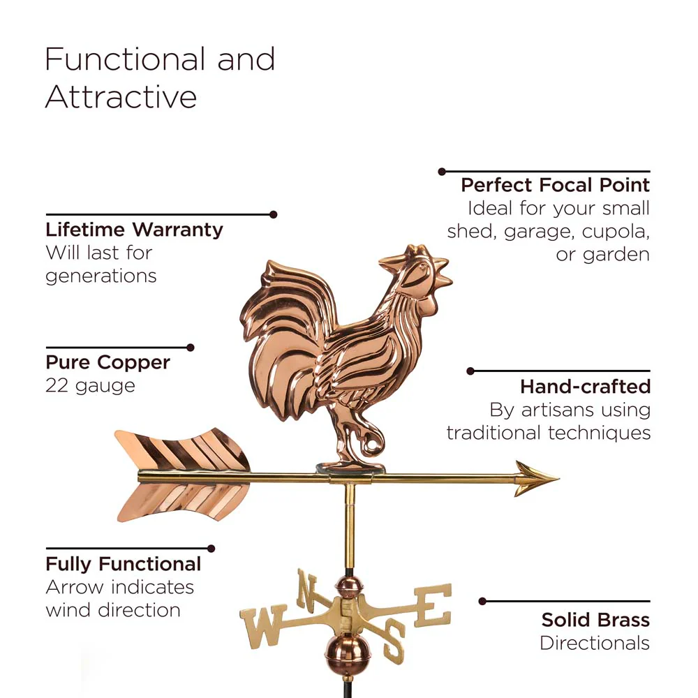 Rooster Cottage Weathervane with Roof Mount - Image 9